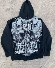 Gothic Skull Pattern Zip Hoodie