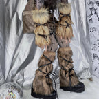 Gothic Strappy Faux Fur Winter Sock