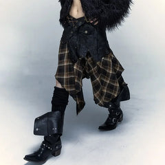 Gothic Harajuku Plaid Patchwork Skirt