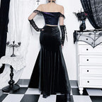 Velvet Fishtail Vintage Skirt