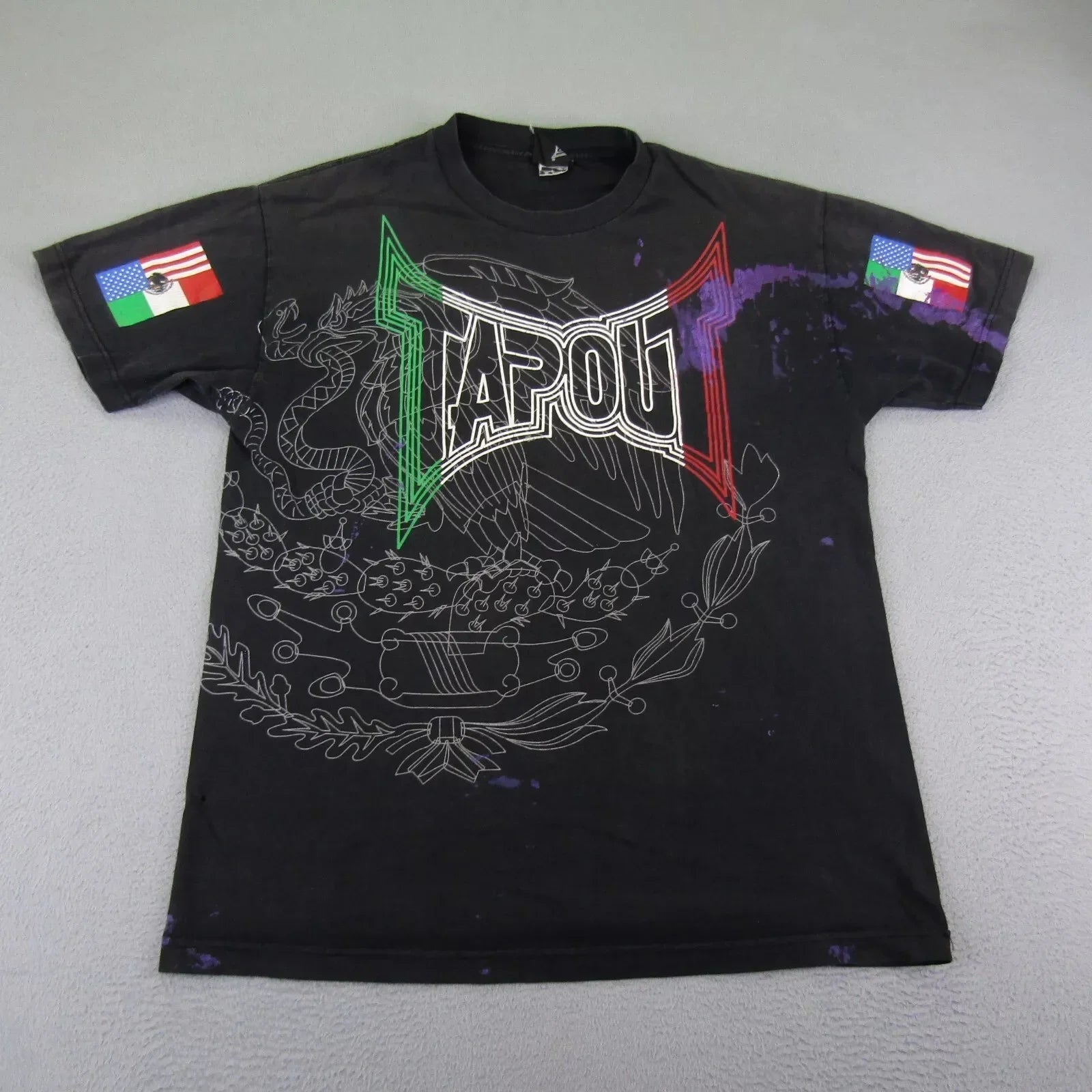 Black Mexico USA Flags Martial Arts T-shirt Main image