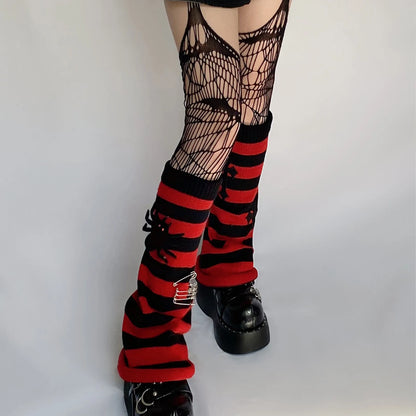 Gothic Cross Striped Knitted Sock