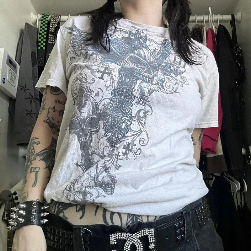 Skull Graphic Vintage Cotton T-shirt