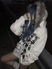 Gothic Style Faux Fur Long Coat