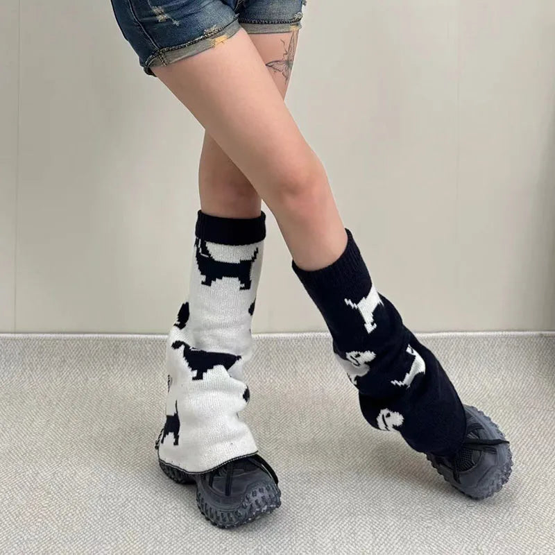Gothic Dachshund Knit Calf Sock