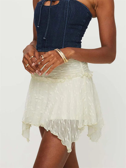 Ruffled Lace High Waist Skirt
