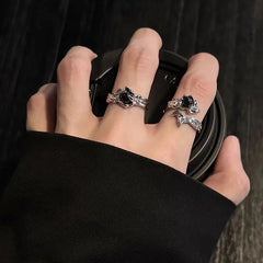 Silver Thorn Gothic Crystal Ring