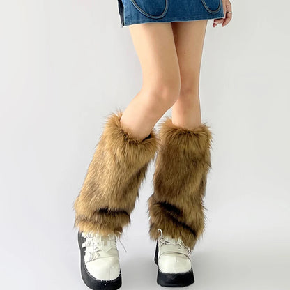 Gothic Faux Fur Furry Boot Sock