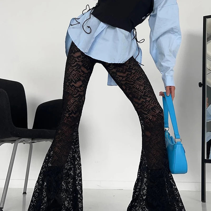 Lace Flare Gothic High Waist Pant