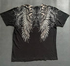 Grunge Wings Print Cotton T-shirt