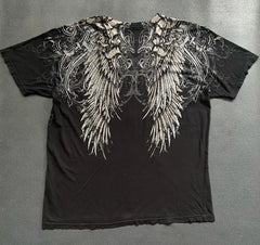 Grunge Wings Print Cotton T-shirt