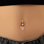 Pink Heart Gothic Zircon Belly Ring