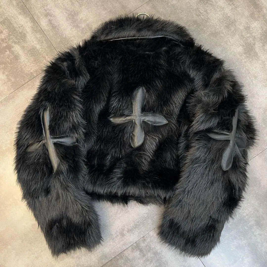 Cotton Lapel Patch Cross Fur Coat Main image
