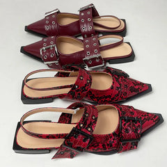 Big Size 43 Shallow Red Designer Luxury Flat Shoes Flat