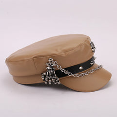 Leather Skull Claw Chain Hat