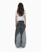 Aged Gothic Black Contrast Denim Pant
