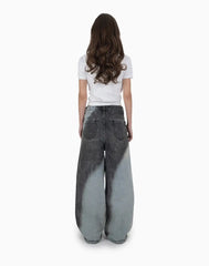 Aged Gothic Black Contrast Denim Pant