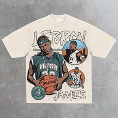 Gothic Basketball Character Graphic Cotton T-shirt