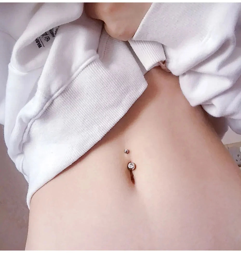 Double Gem Gothic Rhinestone Belly Ring Main image