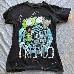 Grunge Cartoon Print Cotton T-shirt