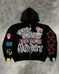 Gothic Star Alphabet Zip Hoodie