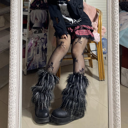 Gothic Furry Boot Cover Leg Sock