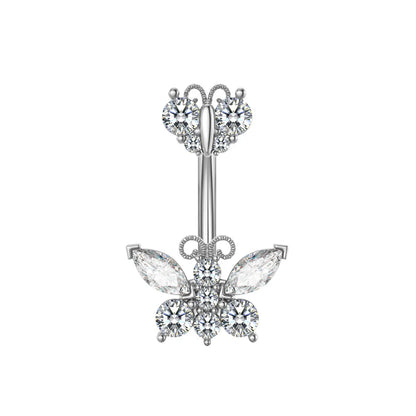 Butterfly Heart Dangle Gothic Belly Ring