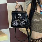 Hello Kitty Mini Backpack Sweet Cool Y2K Spicy Girl Korean Style Casual Bag Black Halloween