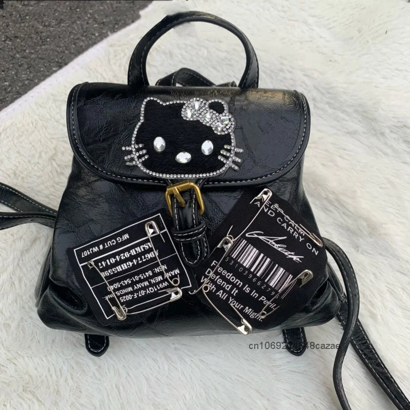 Hello Kitty Mini Backpack Sweet Cool Y2K Spicy Girl Korean Style Casual Bag Halloween
