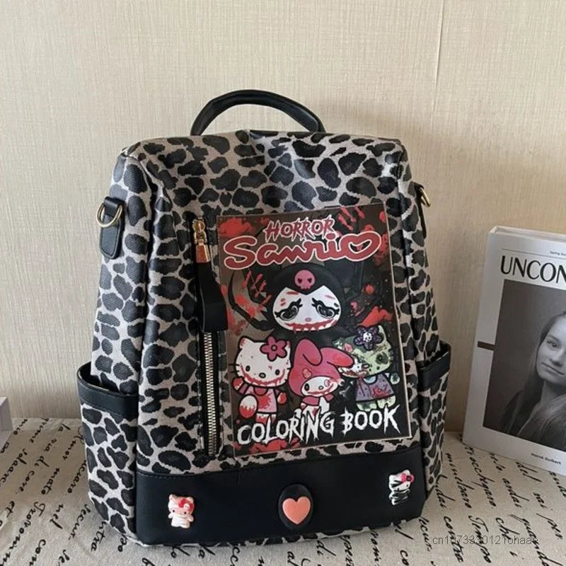 Kuromi Leopard Print Y2K Gothic Vintage Fashion Luxury Cartoon Cute Shoulder Bag Secondary image