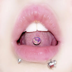 Multi-Color Glitter Bright Film Tongue Ring