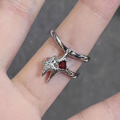 Gothic Red Crystal Spider Animal Star Ring