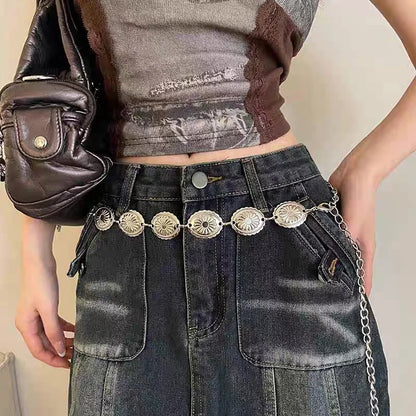 Silver Gothic Retro Waist Chain Belt