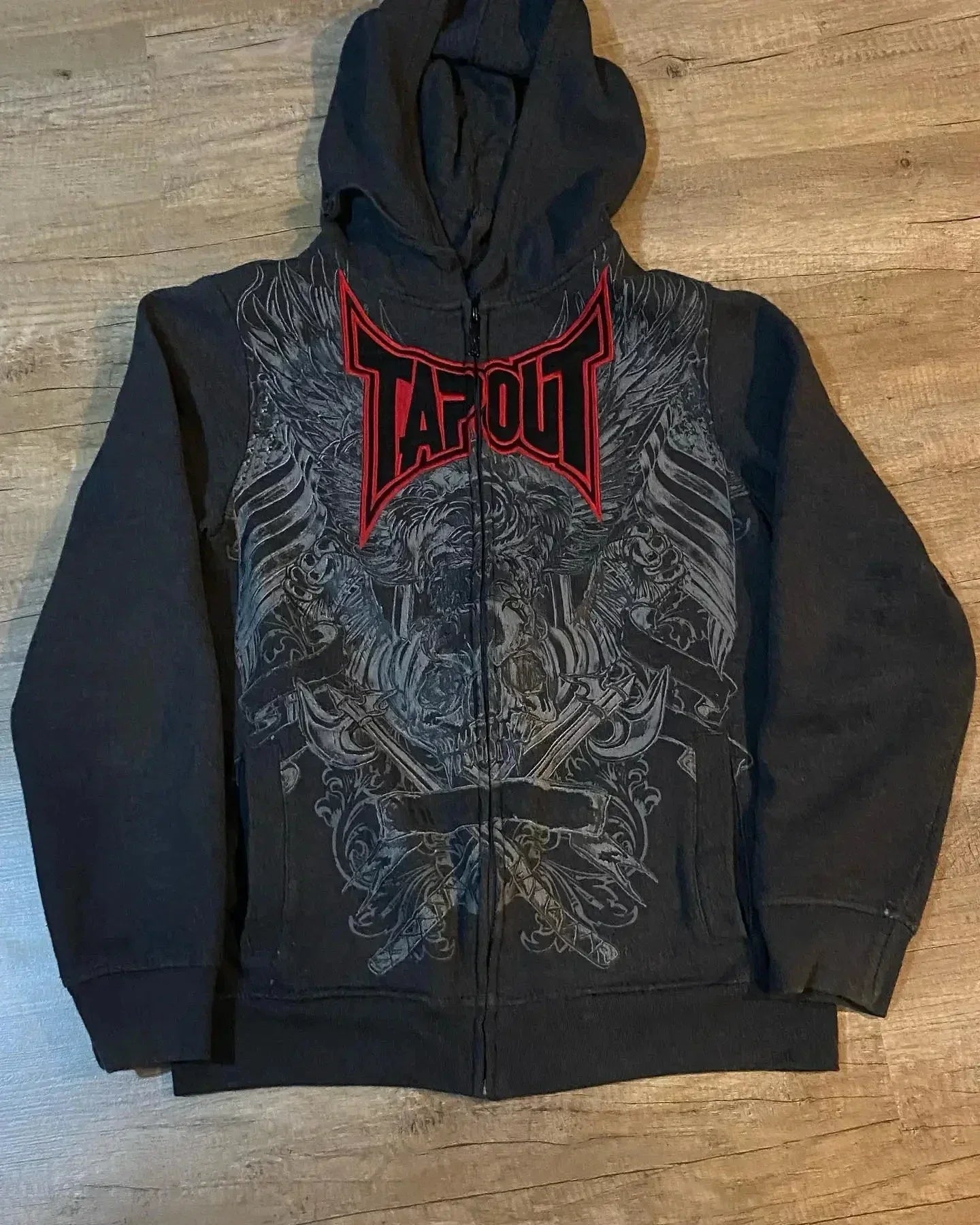 Gothic Retro Letter Zip Hoodie