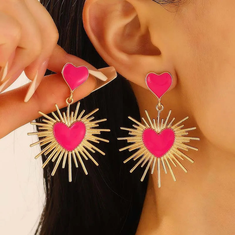 Gothic Thorny Black Drip Oil Heart Earring Secondary image