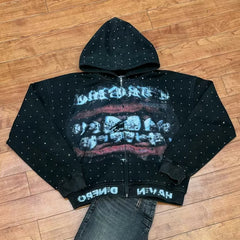 Gothic Rhinestone Sequin Zip Hoodie