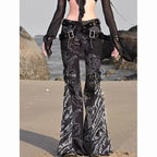 Printed Gothic Dragon Flared Pant