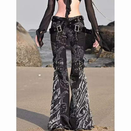 Printed Gothic Dragon Flared Pant