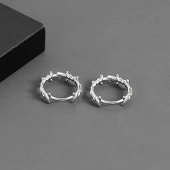 Silver Thorns Hoop Small Round Punk Earring