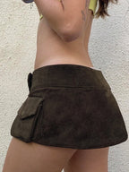 Leather Rivet Big Pocket Skirt