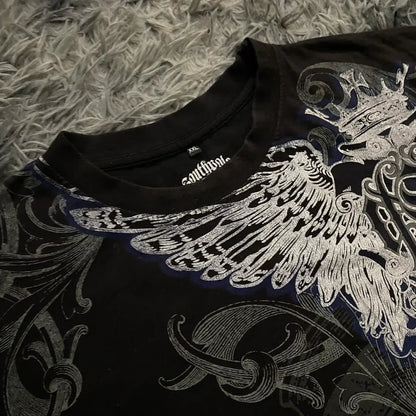 Skulls Letter Graphic Oversized T-shirt