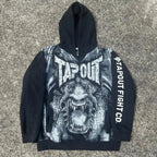 Gothic Retro Letter Print Zip Hoodie