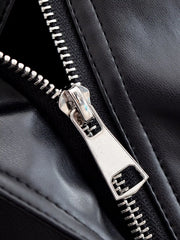 Solid Black Belted Leather Jacket