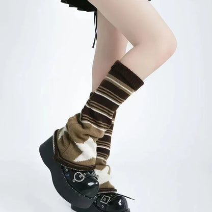 Gothic Brown Star Knitted Sock