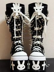 Cross Rivet Knee-high Gothic Platform Boot