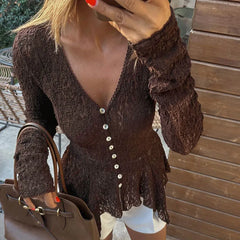 Deep V-Neck Mesh Top