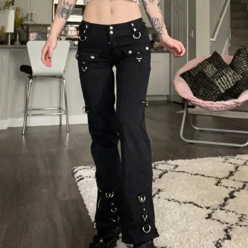 New Dark Punk Gothic Y2K Patchwork Pant