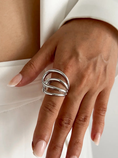 SHIXIN Vintage Silver Large Flower Gothic Ring