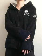 Gothic Cross Skull Zipper Hoodie
