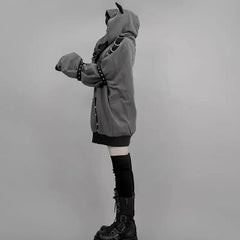 Rivet Detail Hooded Coat